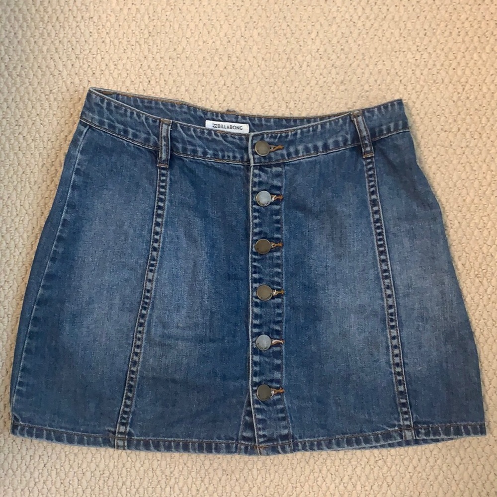 Button up denim mini skirt